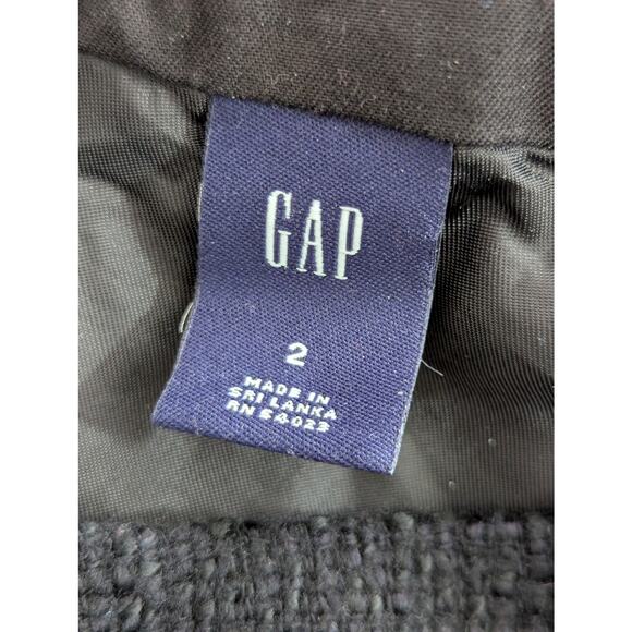 THE GAP! LUXE BLACK NUBBY WOOL BLEND, VELVET RIBBON DETAILED PENCIL SKIRT! SZ 2 - Picture 4 of 7